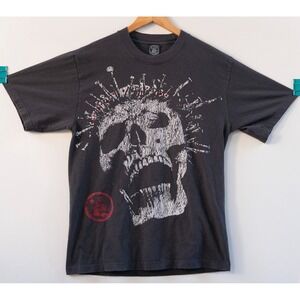 Hellstar Studios Crowned Skull Tee T-Shirt Grey White Size S